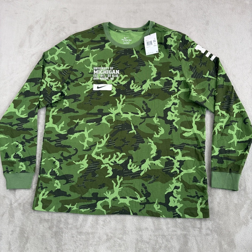 Nike Michigan Wolverines Military Long Sleeve T-Shirt in Multi Camo Men 2XL NWT